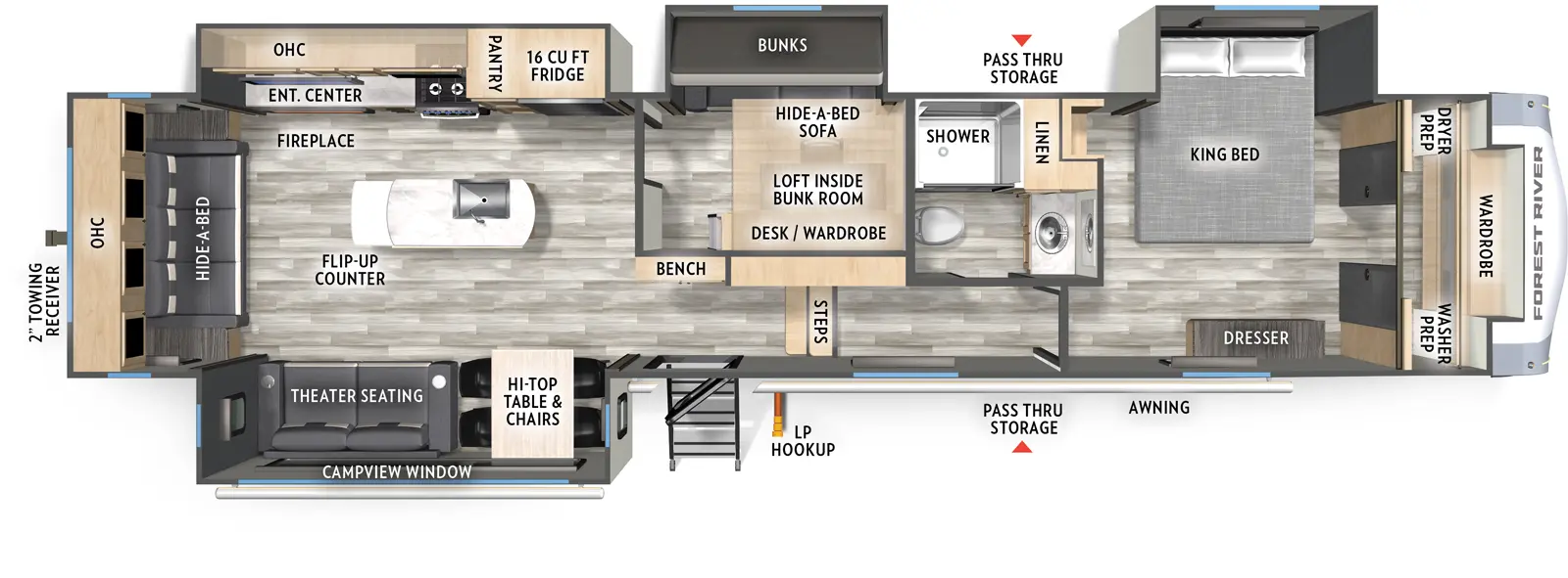 Wildcat Fifth Wheels 36MB Floorplan